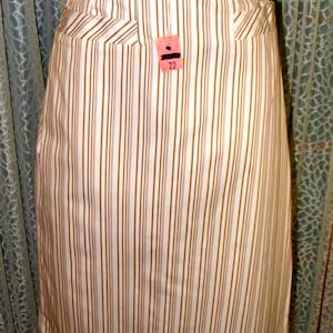 60s Pencil Skirt Striped Deadstock Cotton XS Slim Silhouette