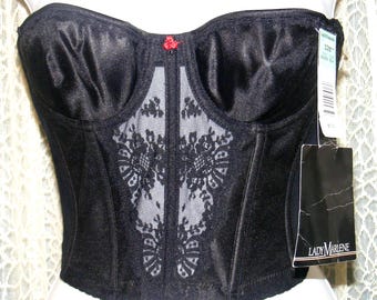 80s Bustier Corset Embellished Black Lace - Etsy