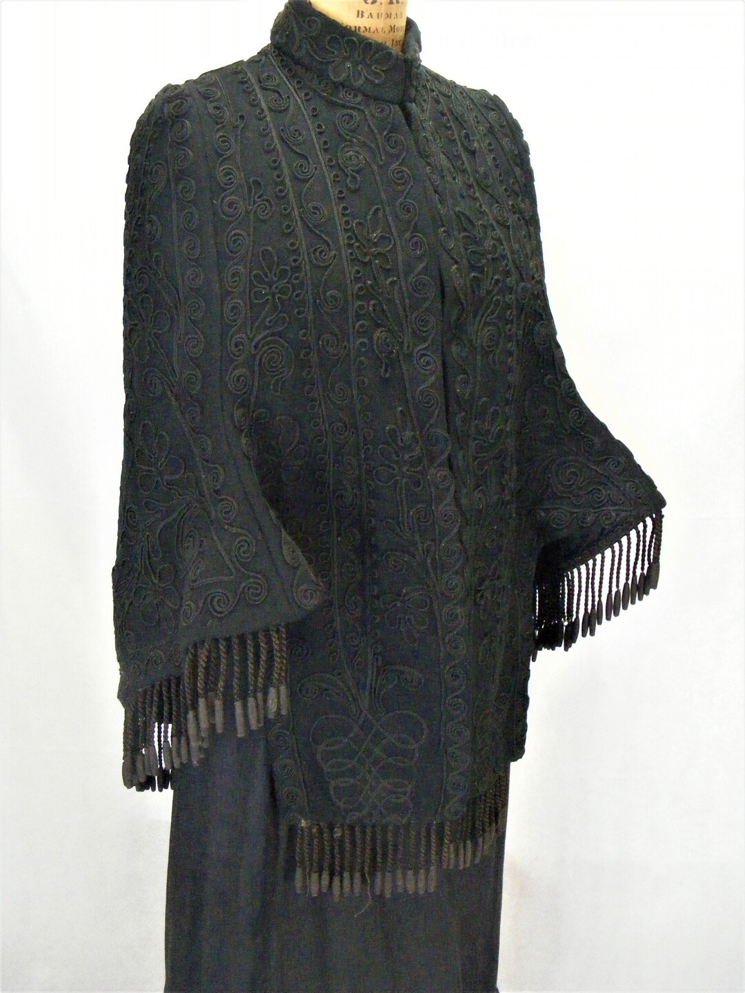 1870s Victorian Cape Coat Mantella Black Wool Soutache Fringed - Etsy