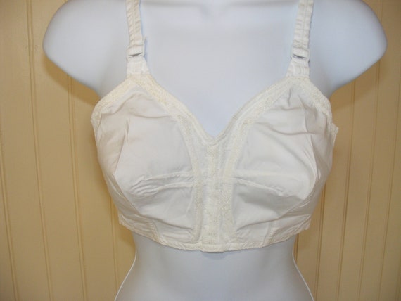 1950s Bullet Bra 32B Elees Foundations White Cott… - image 2