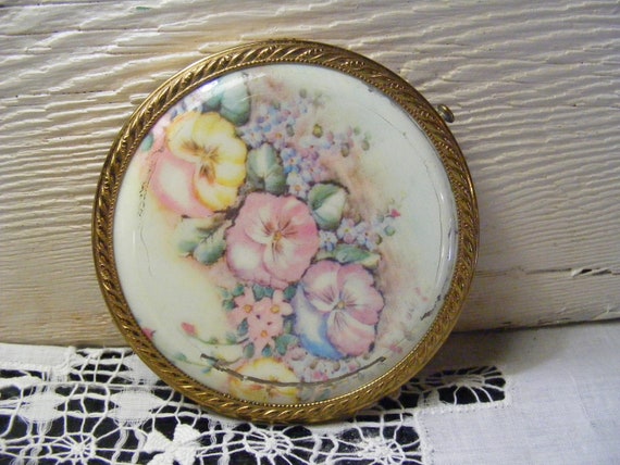 1940s Powder Compact REX FIFTH AVENUE Large Round