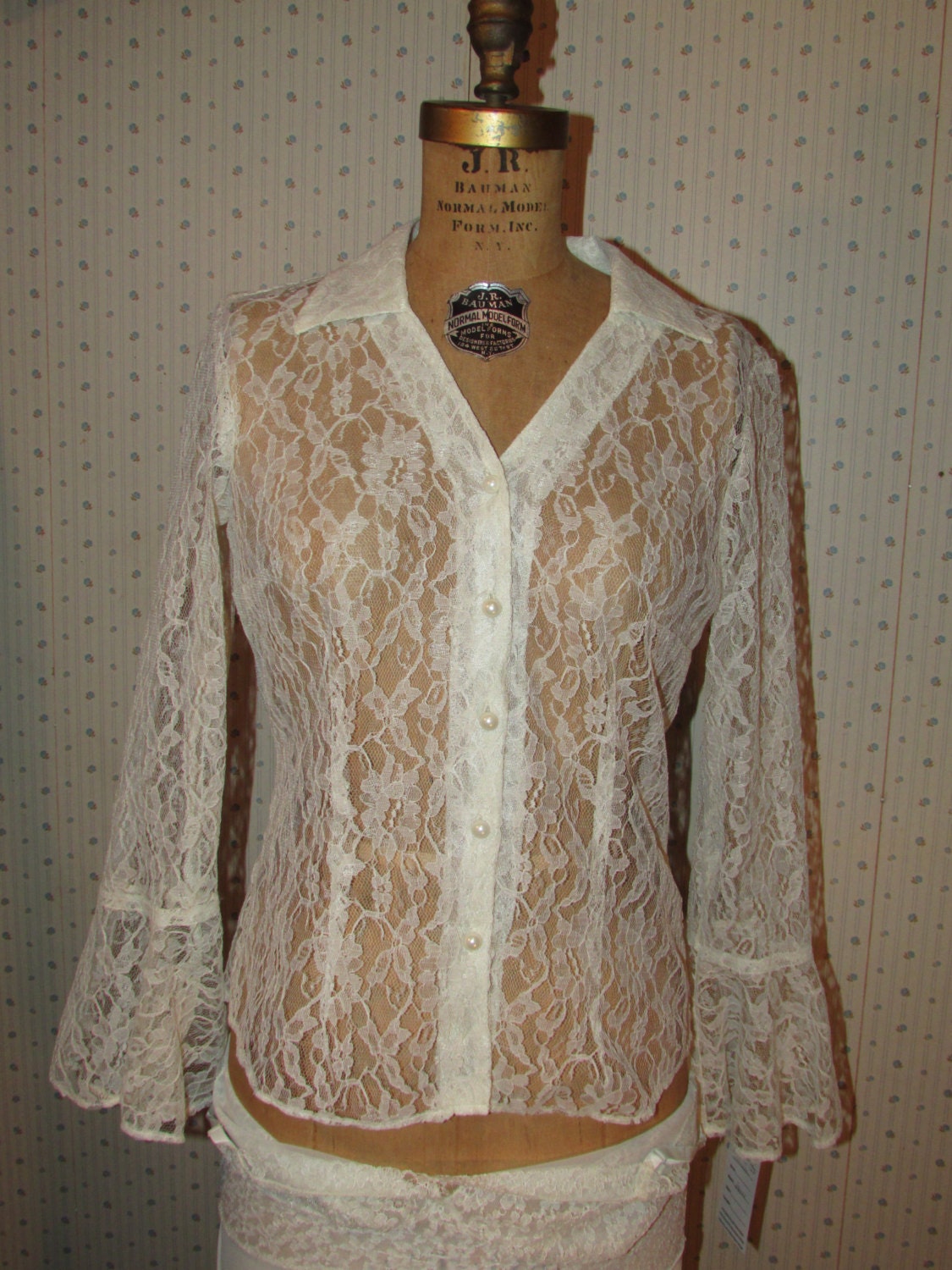 vintage white lace blouse