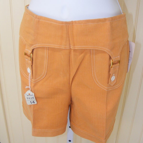 70s Hot Pants Shorts Suedenim Cotton Deadstock with Tags Vintage Pants 33" x 40"