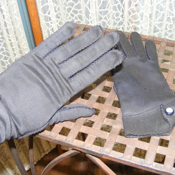 50s Gloves Black Short Cuff Day Time Fashion Gloves Sz 6