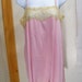 10 Teens Step In Chemise Vintage Lingerie Pink Pongee Full Slip Handmade Needle Lace Med