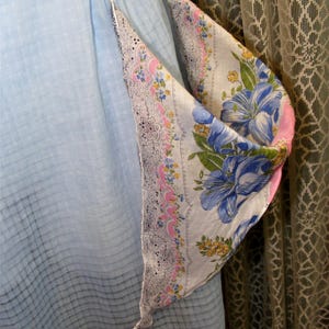 40s Apron Blue Dimity Handmade Vintage Kitchen Handkerchief Pockets image 4