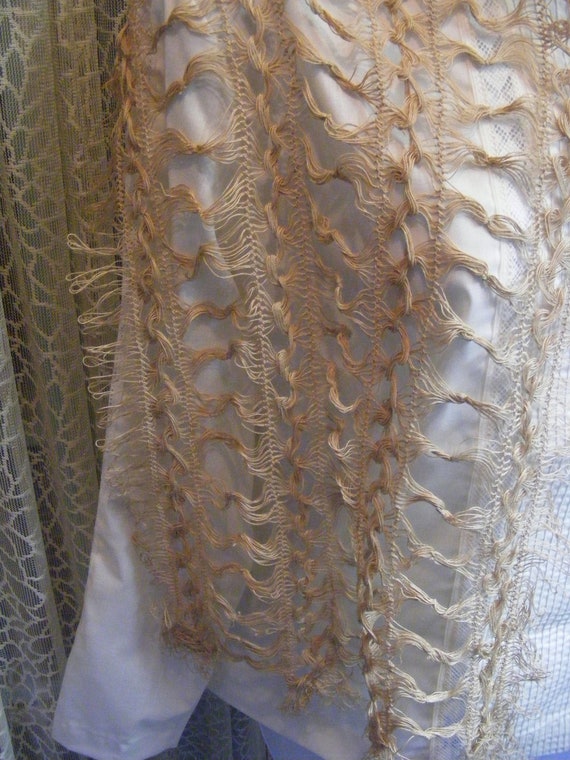 Victorian Shawl Hand Knotted Lace Scarf Shawl Wra… - image 4