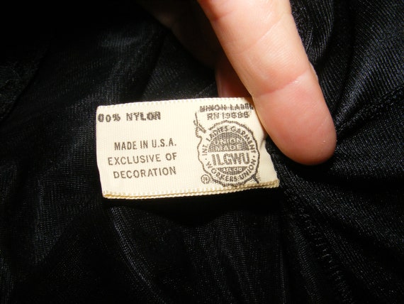 80s Teddy Lingerie Body Suit Slip Black Nylon Lac… - image 8