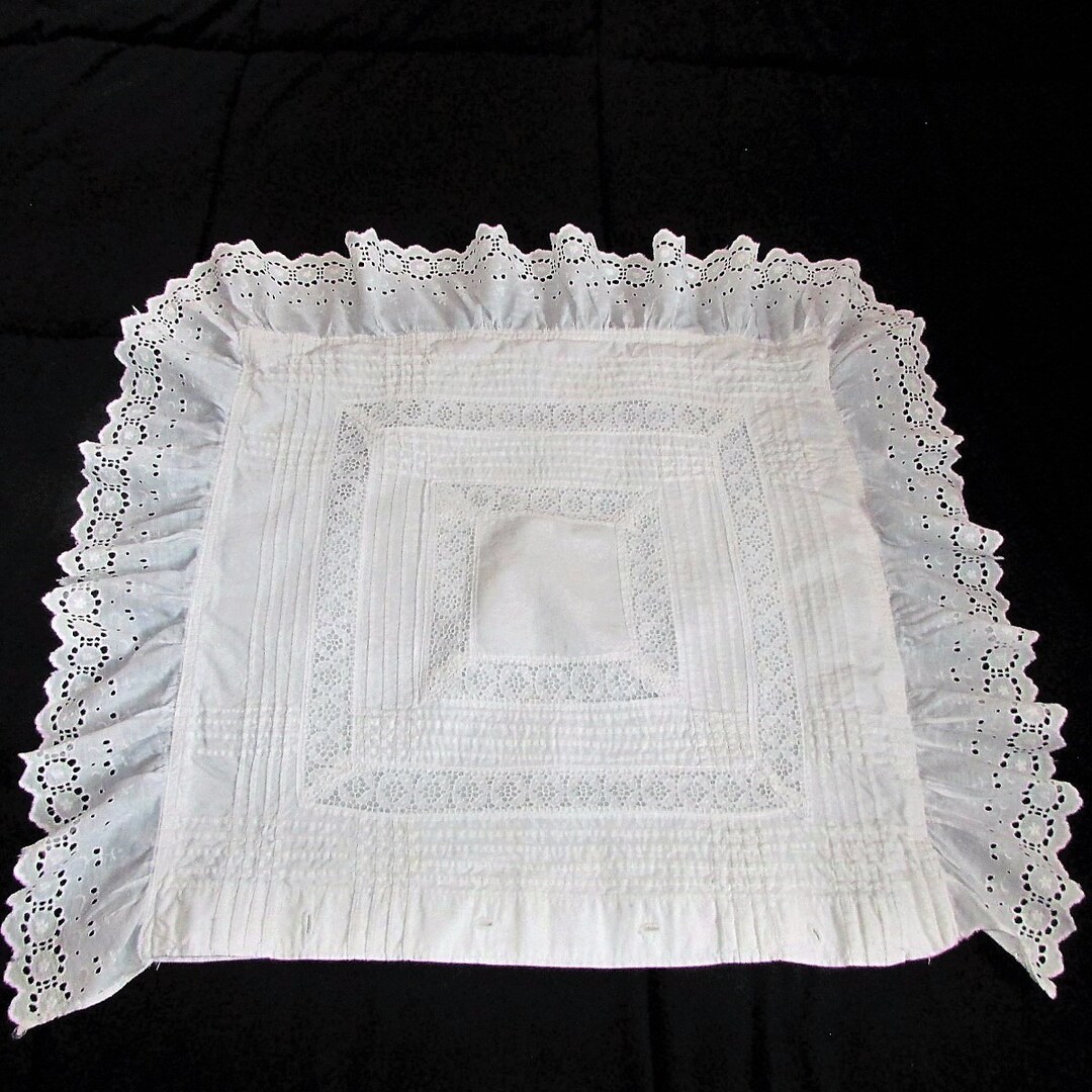 Victorian Pillow Sham White Cotton Eyelet Lace Vintage Bedding Etsy