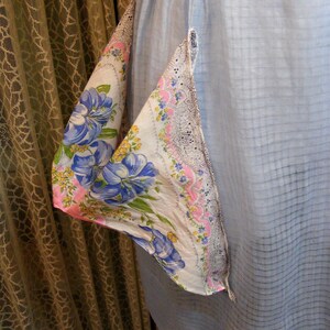 40s Apron Blue Dimity Handmade Vintage Kitchen Handkerchief Pockets image 5