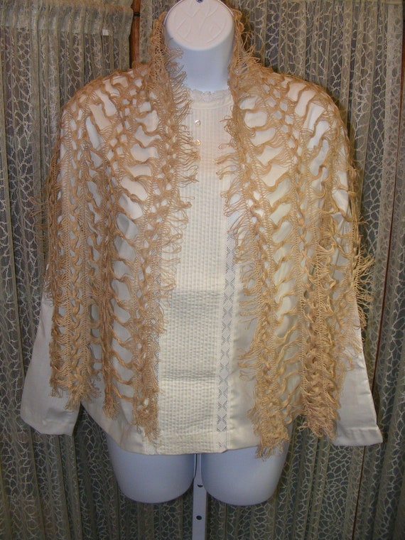 Victorian Shawl Hand Knotted Lace Scarf Shawl Wra… - image 1