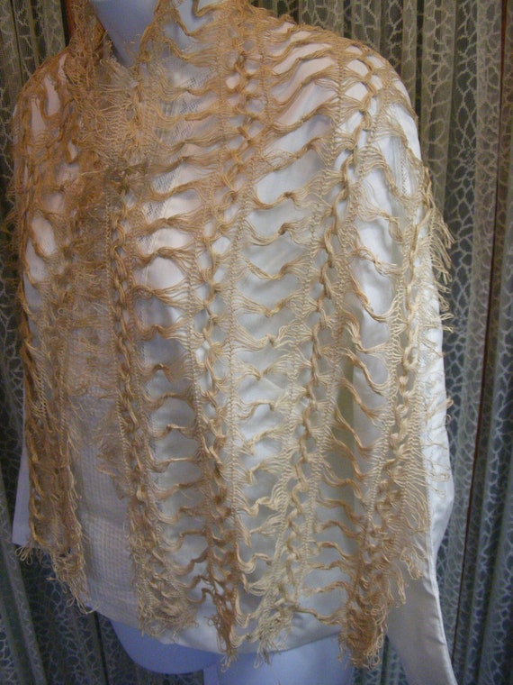 Victorian Shawl Hand Knotted Lace Scarf Shawl Wra… - image 5