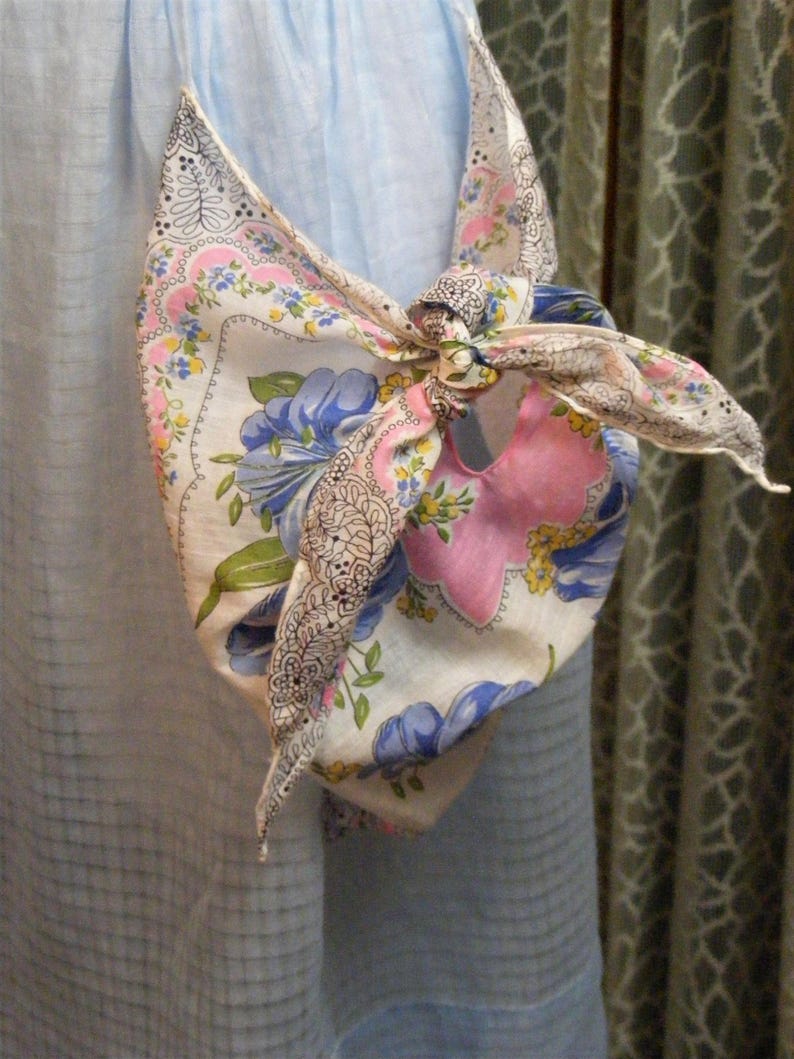 40s Apron Blue Dimity Handmade Vintage Kitchen Handkerchief Pockets image 7