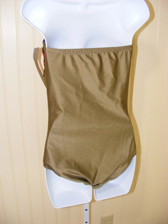 70s/ 1980s Swimsuit Bamboo 1pc Bandeau Top High L… - image 2