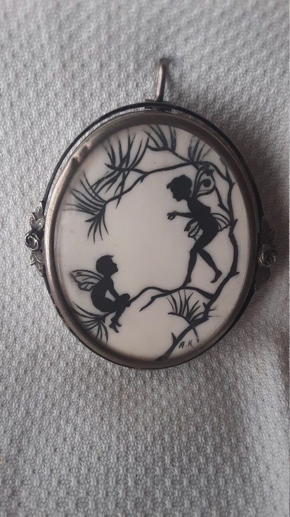 Edwardian Fairies Pixies Brooch Pendant AK 800 Sil