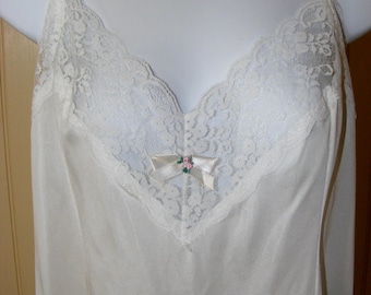 1980 Camisole XXL PLUS SIZE 48B Blouse Slip Deadstock White Nylon Lace