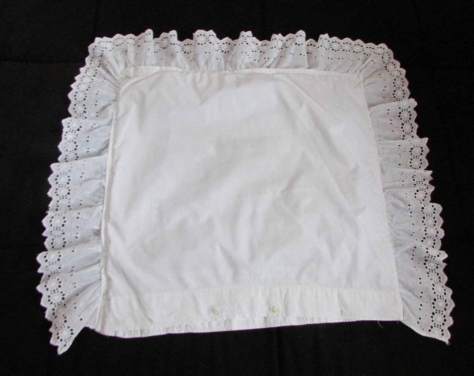Victorian Pillow Sham White Cotton Eyelet Lace Vintage Bedding Etsy