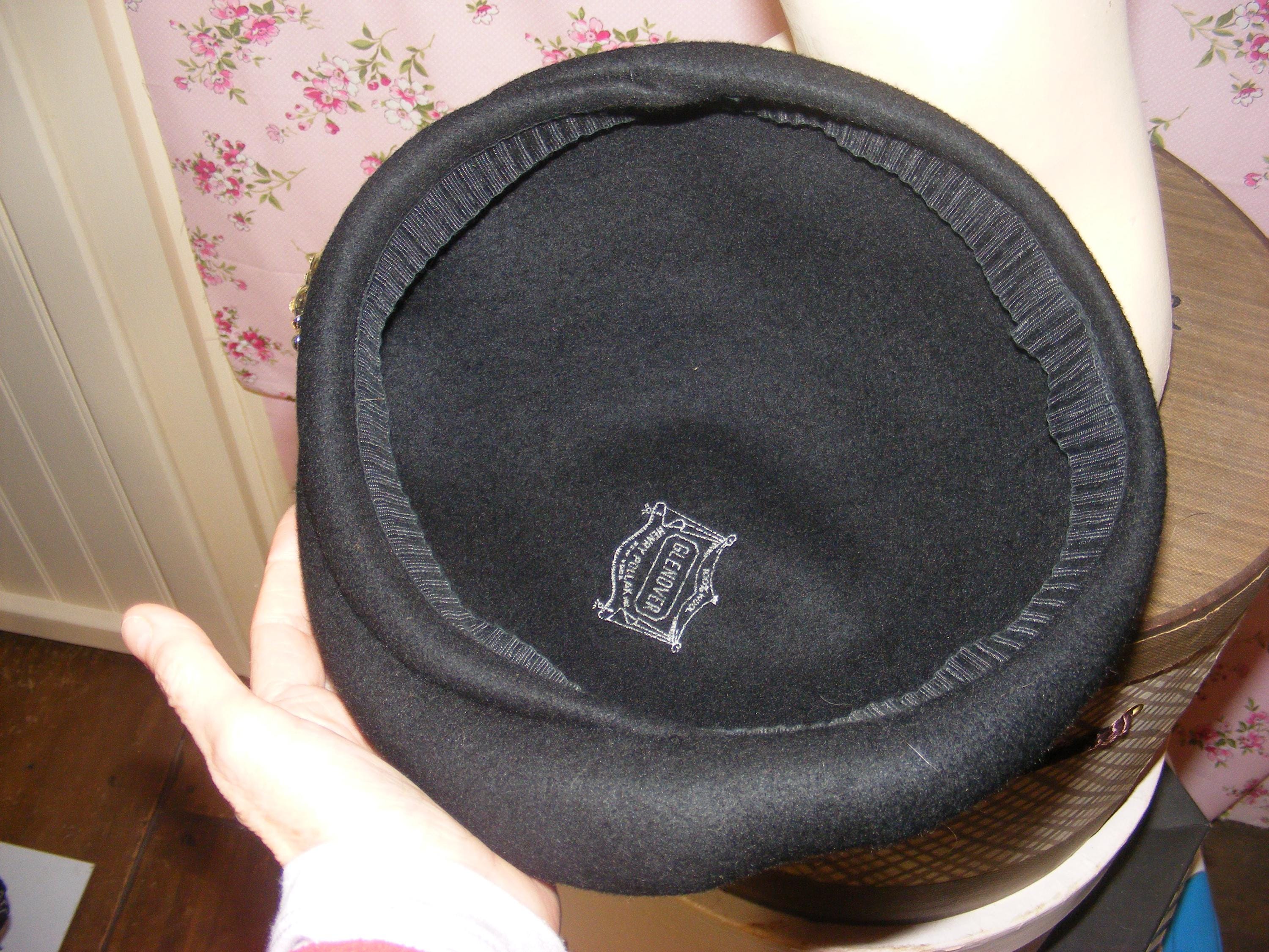 Vintage 40s Glenover Henry Pollack Tilt Felt Black Wool Felt Rhinestone … Vintage 1940 main image 2
