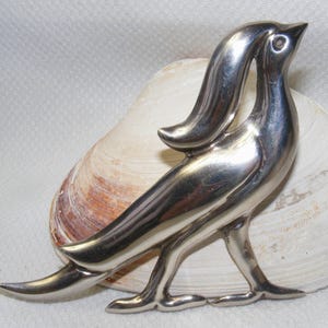 50s Sterling Bird Pin Brooch X Large 25.7gram Silver Bird 925 Mexico 3x3"