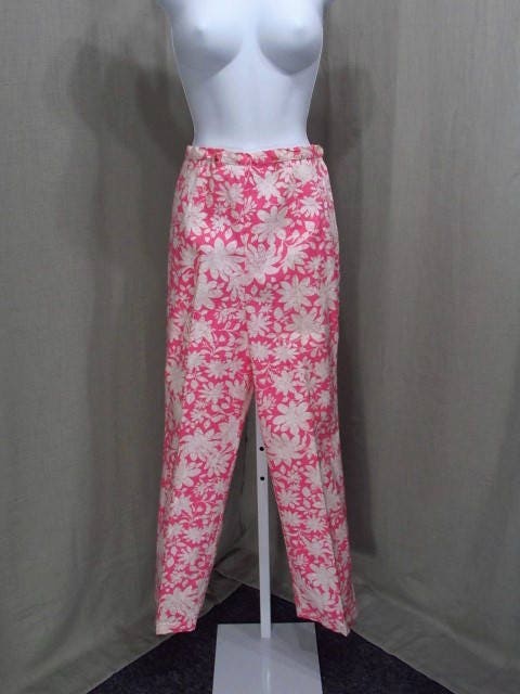 Vintage 1960s Mod Pants Perry Classics Pink & White Floral - Etsy