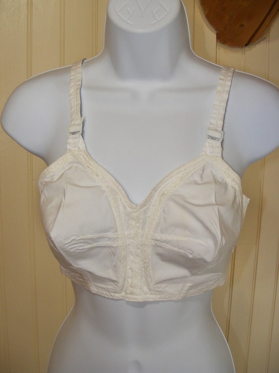 1950s Bullet Bra 32B Elees Foundations White Cott… - image 1