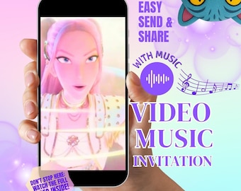 Birthday invitation KPOP Demon Hunters, Rumy, Huntrix, custom kpdh video + print, Canva Musica Video + Printable, what is sounds like song