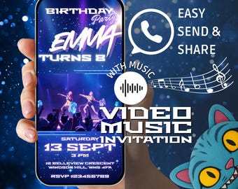 Customizable animated KPOP Demon Hunters birthday invitation with music, Huntrix, Editable Canva Template, Party Invitations, Video, Golden