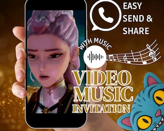 Birthday invitation KPOP Demon Hunters, Rumy, Huntrix, custom kpdh video + print, Canva Music Video + Printable, Golden song