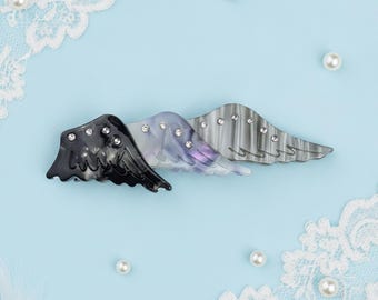 Angel Devil Wing Acetate Hair Clip | Rhinestone Hair Accessory (2.68 inches)