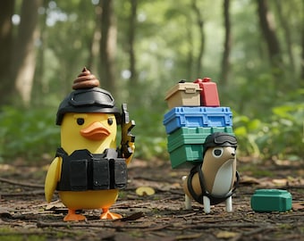3D Printed Duckov Figure: PLA Duck & Tactical Dog with Magnetic Modular Gear