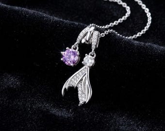 Love and Deepspace Rafayel Necklace | Mermaid Tail Purple Gem Pendant | Fan Gift