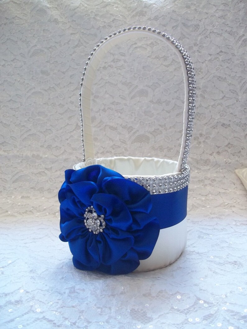 Ivory Flower Girl Basket and Ring Bearer Pillow with Royal Etsy