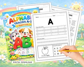 Werkblad ABC-activiteiten alfabet in hoofdletters overtrekken