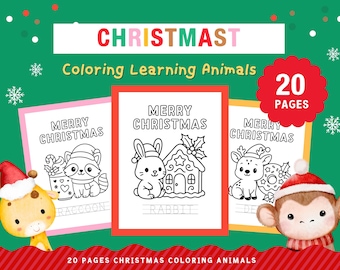 Kleurplaten kerstdieren voor kleuters | Traceren en leren (pdf)