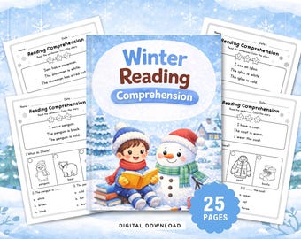 Winterwerkbladen voor de kleuterschool | Afdrukbaar begrijpend lezen | 25 pagina's