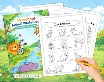 Werkblad dieren matchen voor kinderen, afdrukbaar met peuterdieren
