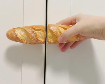 Handmade Ceramic Baguette Door Handles, Fruit Drawer Knobs, Unique and Whimsical Kitchen Decor Gift