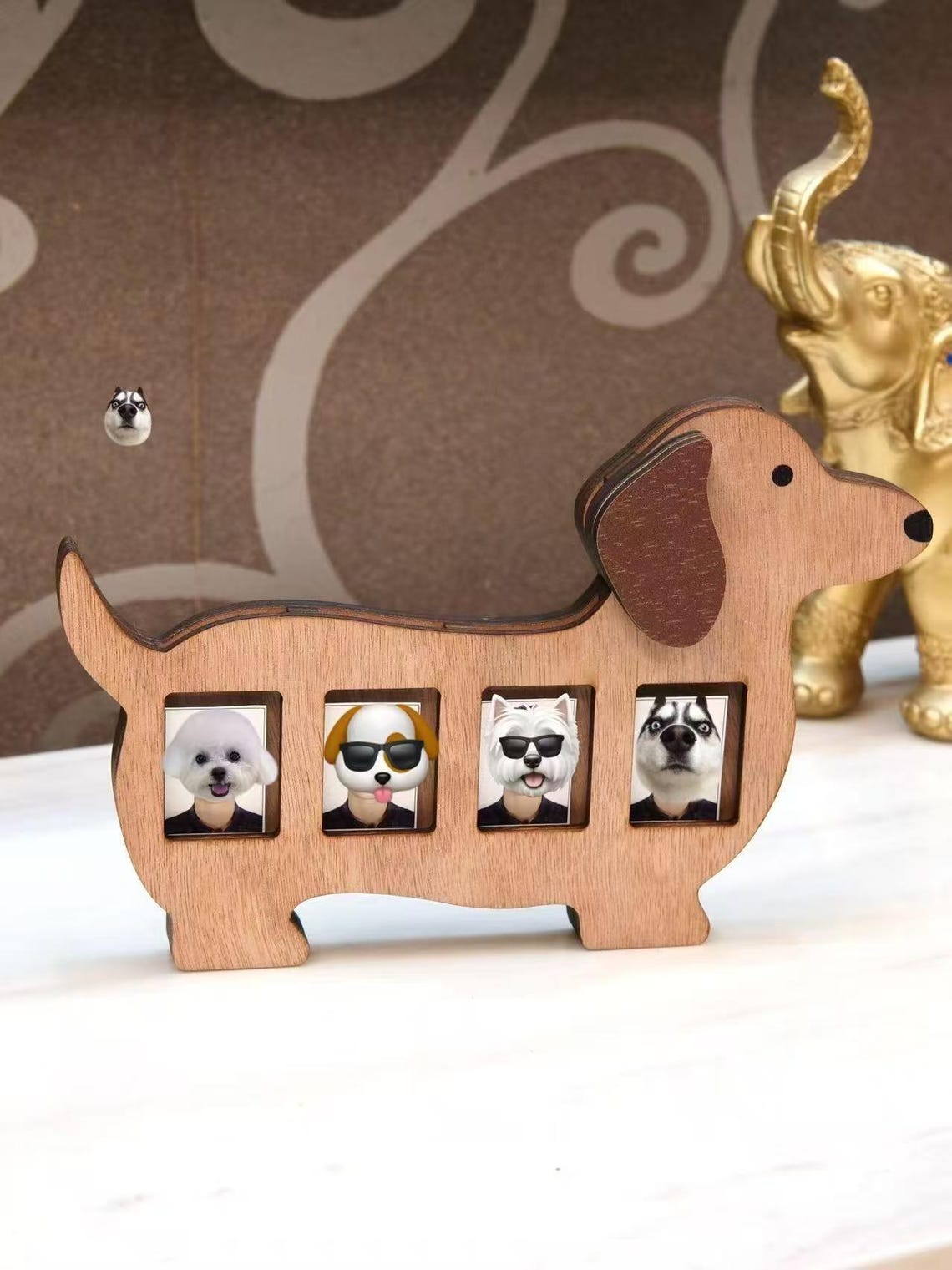 Custom Wooden Dog Photo Frame, Dachshund Shaped Picture Display, Rustic ...