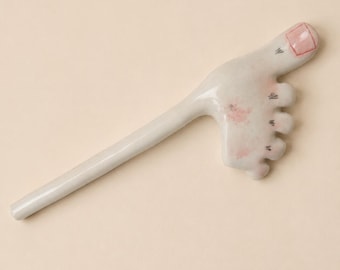 Handmade Foot-Shaped Ceramic Straw, Reusable Eco-Friendly Straw, Pottery Drink Stirrer, Unique Drinkware Gift