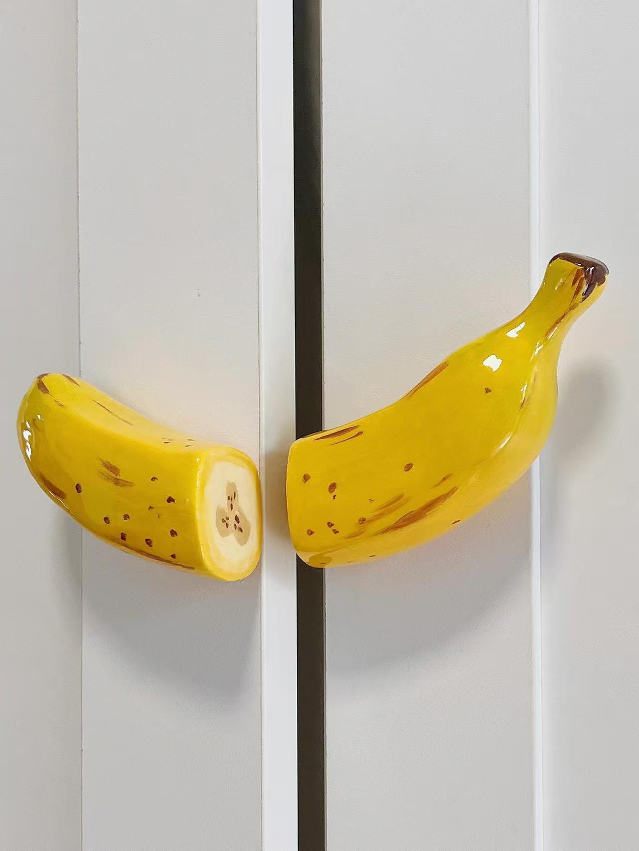banana Handmade Ceramic Banana Door Handle, Banana Cabinet Pulls, Fruit