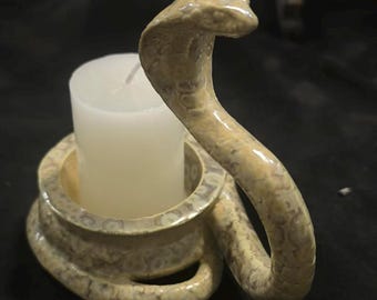 Candelabro de cerámica King Cobra hecho a mano, ideal para inauguraciones de casas o casas nuevas.