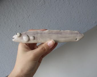 Handmade Ceramic Fish Straw, Quirky Ribbonfish Reusable Straw, Animal Mug Accessory, Unique Desk Decor