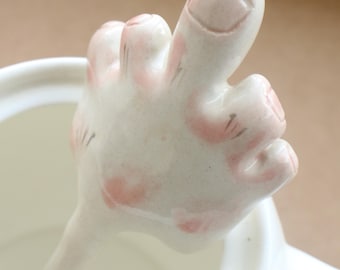 Handmade Ceramic Hand-Shaped Straw, Funny Drinkware, Unique Straw, Quirky Gift for Friends