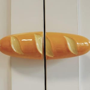 Handmade Ceramic Baguette Door Handles, Fruit Drawer Knobs, Unique and Whimsical Kitchen Decor Gift