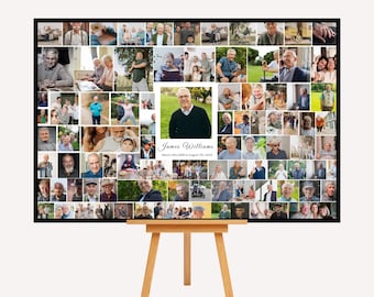 Collage fotográfico conmemorativo para funeral, cartel de bienvenida, celebración de la vida, 100 fotos (descarga digital)