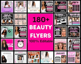 Plantillas de volantes de belleza de Canva: Salón, spa, pestañas y peluquería (precio de venta al público)