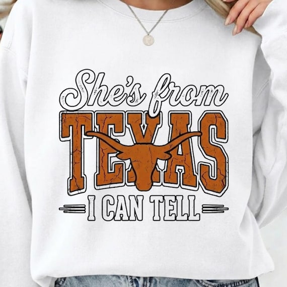 She's From Texas PNG, Leopard Print Longhorn, Distressed Western Cowgirl Graphic, Texas Pride Sublimation, Country Rodeo Shirt Download