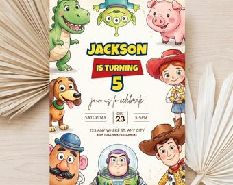 Editable Two Infinity and Beyond Birthday Invitation, Any Age Toy Story Party Invite, Kids Canva Template Digital Download