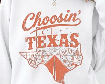 Choosin Texas PNG, Retro Western Landscape, Cowboy Desert Skull, Texas Pride Sublimation, Country Cowgirl Road Trip Digital Download