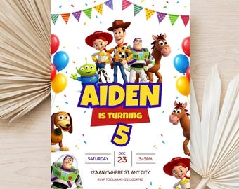 Editable Toy Story Birthday Invitation | Any Age Kids Party Invite | Canva Template Digital Download